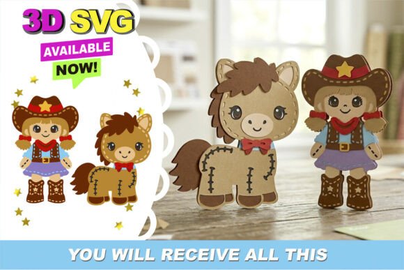 Country Western Rag Cowgirl Doll Horse