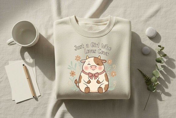 Just a Girl Who Loves Cows PNG for Embroidery Projects