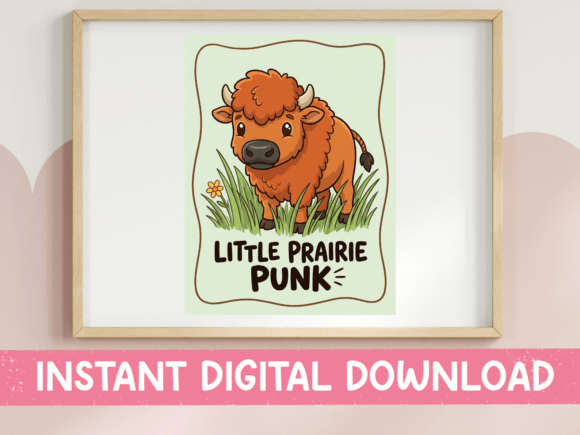 Little Prairie Punk Baby Bison: A Wildly Quirky Embroidery Design