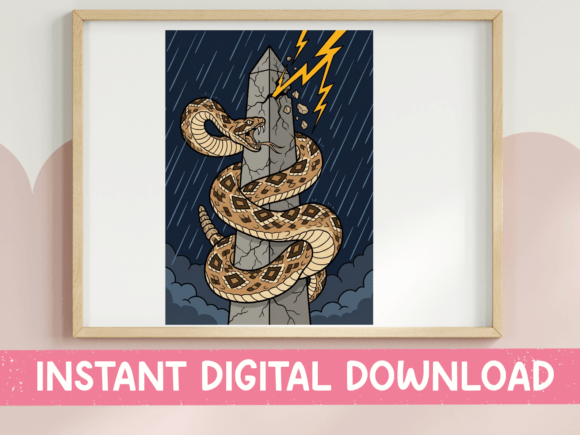 Rattlesnake Storm Obelisk Print: A Bold Embroidery Design for the Right Projects