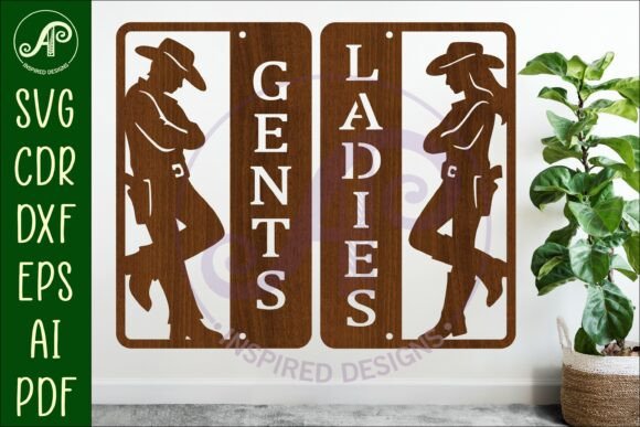 Western Bathroom Signs Gents Ladies: A Bold Embroidery Design for Real Projects